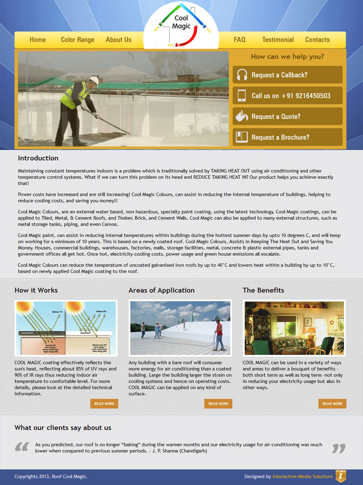 Roof Cool Magic Website Design